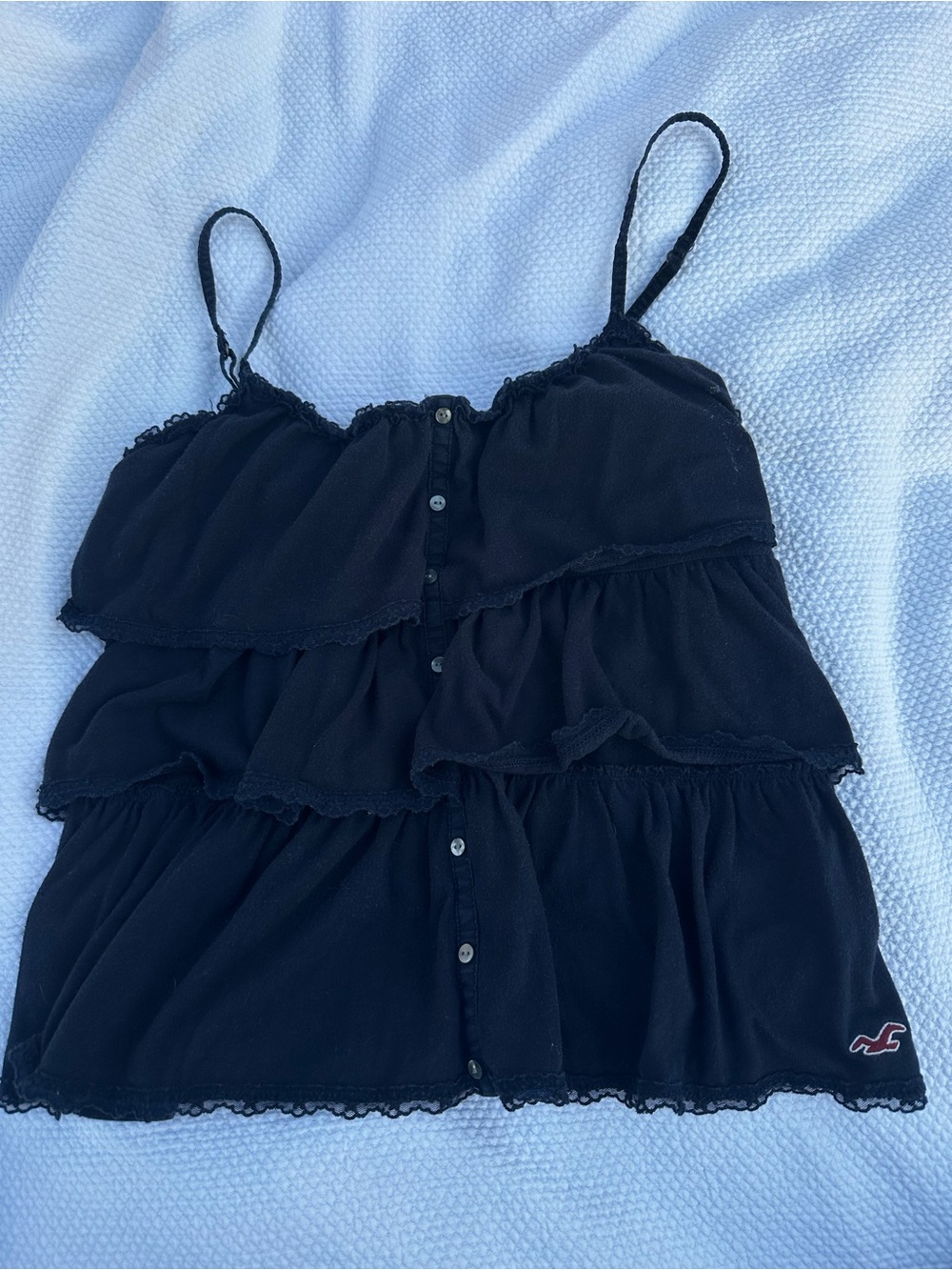 Hollister navy blue Tiered Lace-Trim Spaghetti Strap Cami